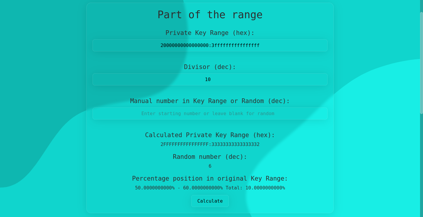 Bitcoin Private Key Range Calculator